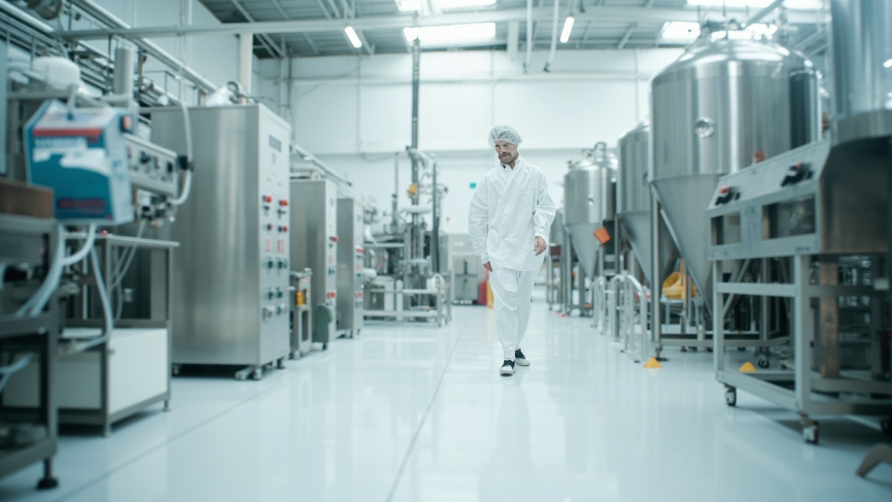 Modern dietary supplement manufacturing facility interior