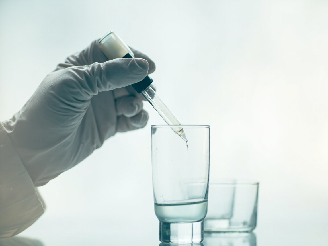 Gloved scientist using a pipette during quality testing